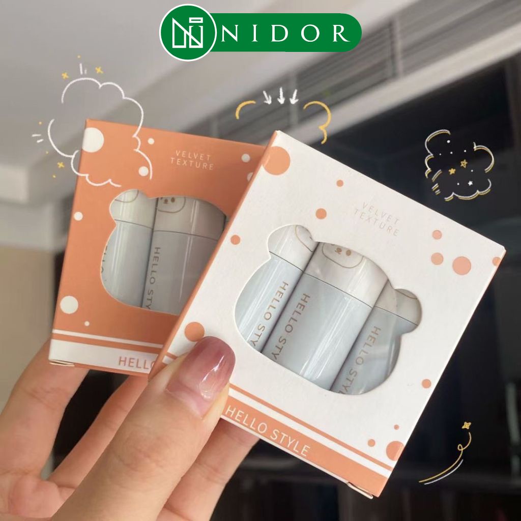 Set 3 Son Gấu HELLO STYLE - Nội Địa Trung