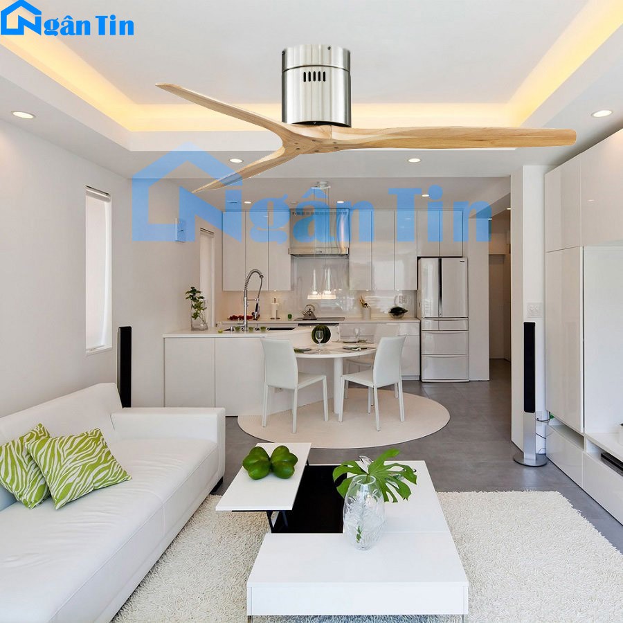 Quạt Trần 3 Cánh Gỗ Trang Trí Sảnh Phòng Khách Cao Cấp VF18 Ngân Tin (Tặng kèm remote điều khiển từ xa)