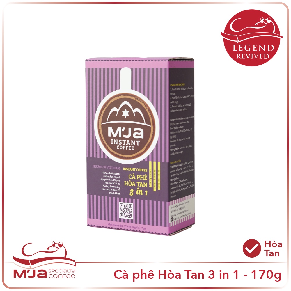 Cà Phê Đặc Sản M'JA Hòa Tan 3in1 Hộp 170g - Cà Phê Sữa Đá