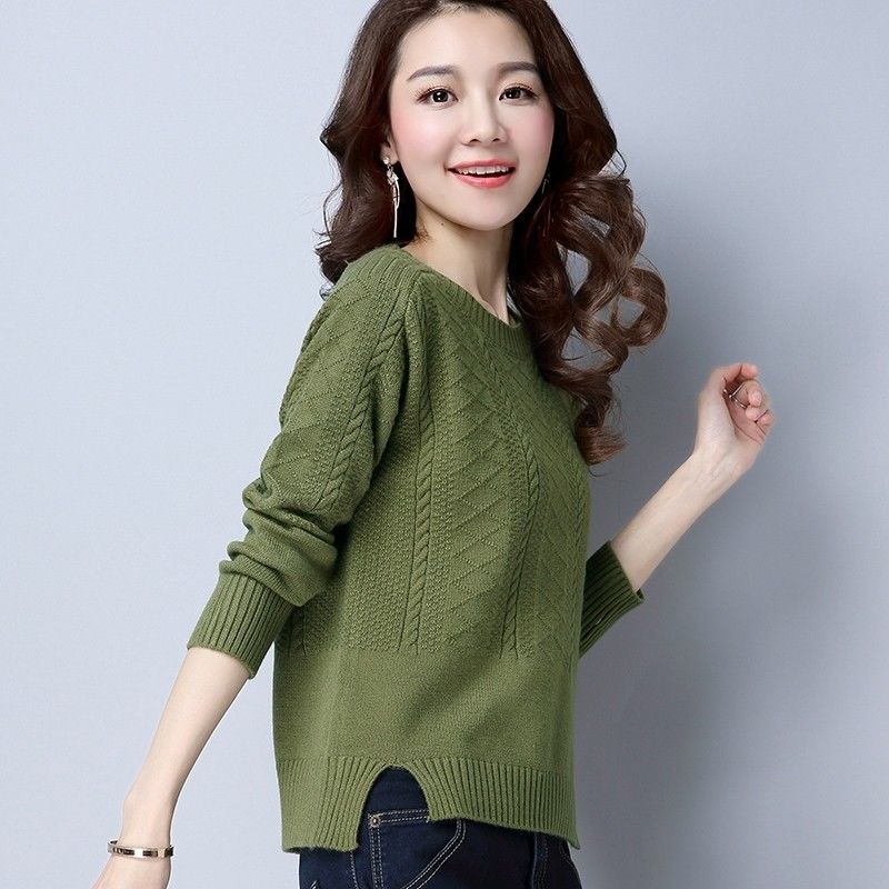 Áo Dệt Kim Tay Dài Cổ Tròn Dáng Rộng Thiết Kế Mới Thời Trang Theo Phong Cách Hàn Quốc Cho Nữ