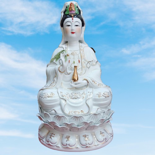 [Tượng Đẹp] Tượng Quan Âm - Tượng Phật Quan Âm Bồ Tát Ngồi Đài Sen Cỡ Lớn Tinh Xảo Đẹp Mắt