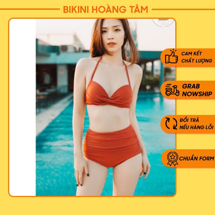 Bikini biển 2 mảnh ❤️ Freeship ❤️ Bộ đồ bơi nữ gọng xoắn, kèm quần cạp cao nhún