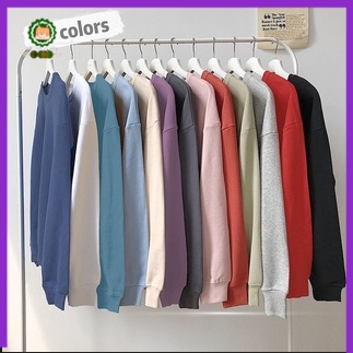 áo hoodie không mũ hoodie zip bigsize unisex Áo Len Tay Dài Cổ Tròn Màu Sắc Đơn Giản Dễ Phối Đồ Cho Nam Và Nữ