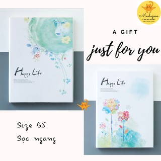 [Meobujooo] Sổ Notebook b5 happy life phong cách Hàn Quốc xinh xắn dùng để take note, bullet journal