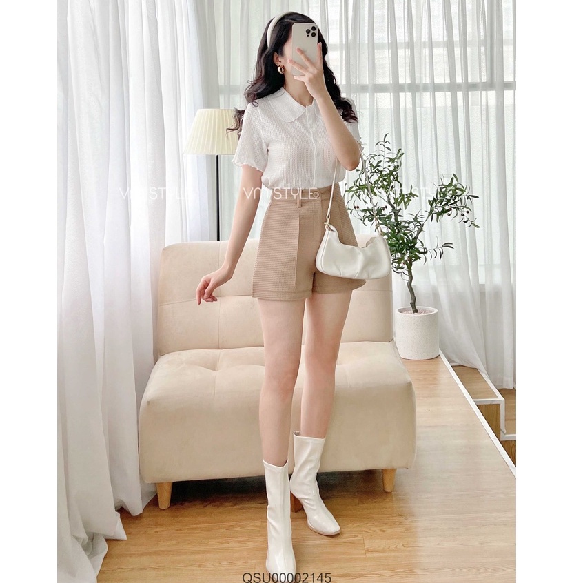 Quần short nữ VM Shop ống rộng lưng cao trơn nhiều màu thời trang ulzzang QSU00002