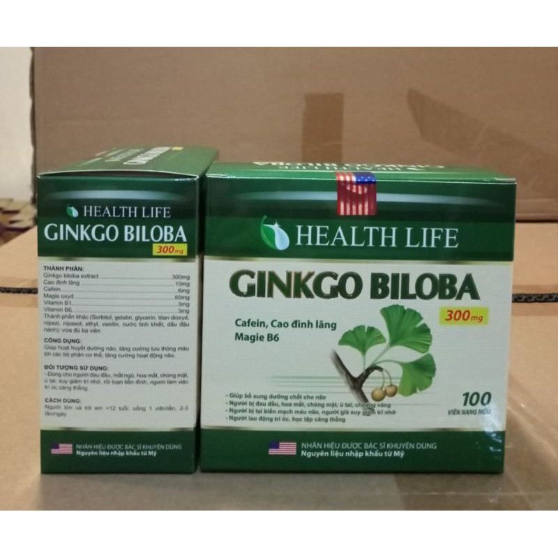 Hoạt huyết dưỡng não Ginkgo Biloba 300mg giảm đau đầu, hoa mắt, chóng mặt, rối loạn tiền đình - Hộp 100 viên