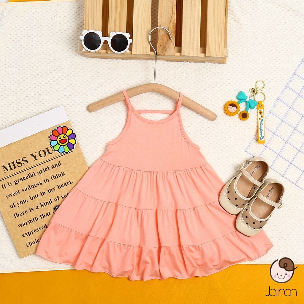 NOWSHIPĐầm Minky Mom Thun Lạnh Dể Thương Bé Gái 7-18kg
