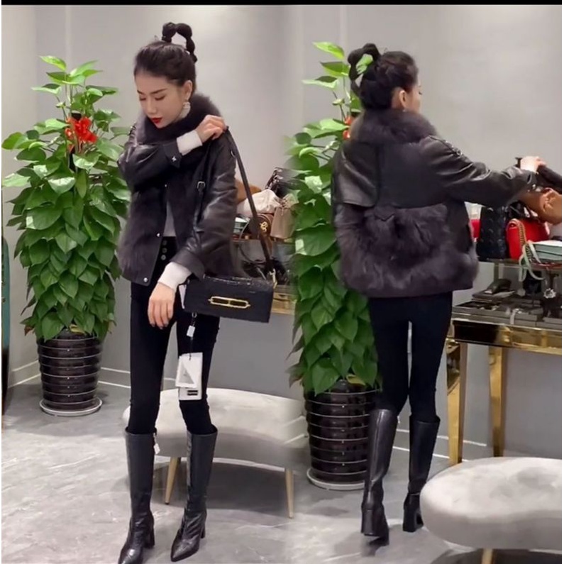 ÁO KHOÁC  DA PHỐI LÔNG CỪU CAO CẤP