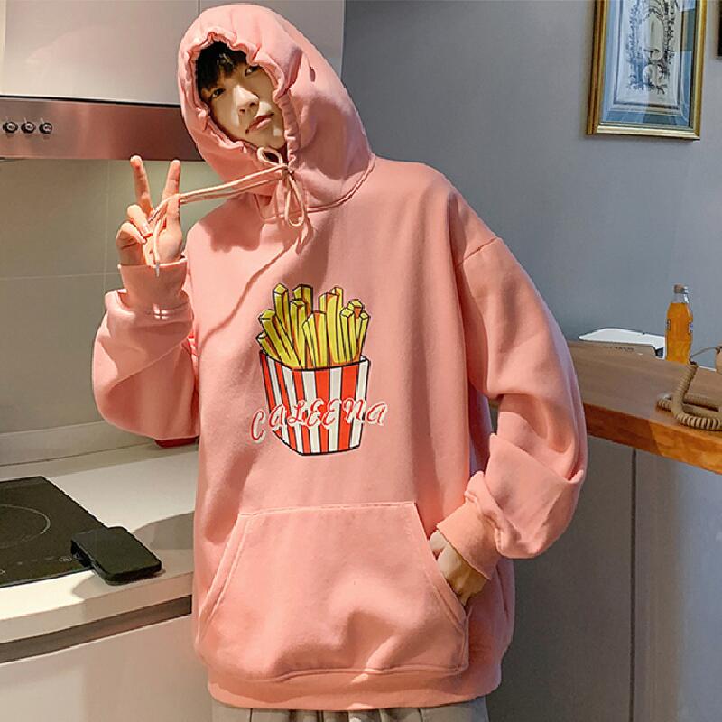 Áo hoodie Tay Dài In Họa Tiết Khoai Tây Chiên Thời Trang Hàn Quốc Dành Cho Nam Size M-8XL