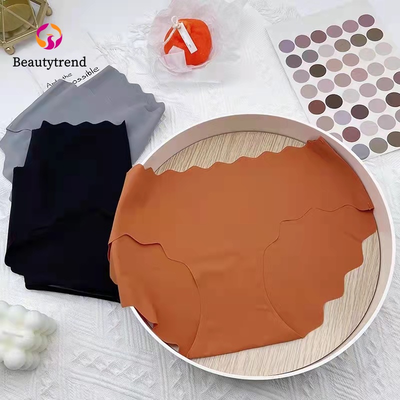 Quần lót thể thao Beautytrend không lộ đường may lưng vừa vải lụa lạnh thoáng khí thoải mái cho nữ tùy chọn màu sắc
