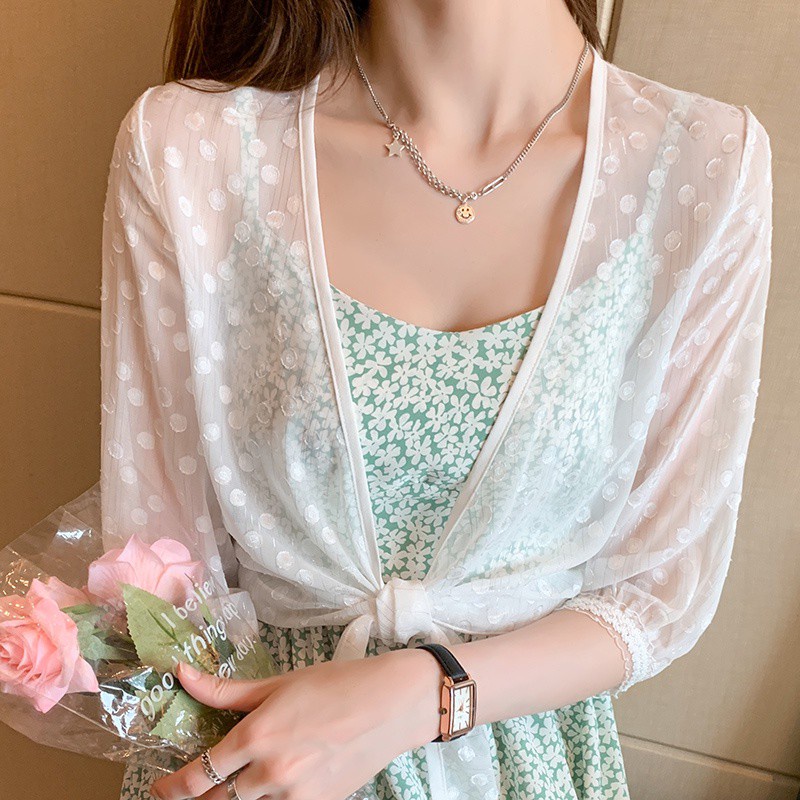 Áo khoác bằng voan siêu mỏng dáng ngắn dễ phối đồ thời trang mùa hè