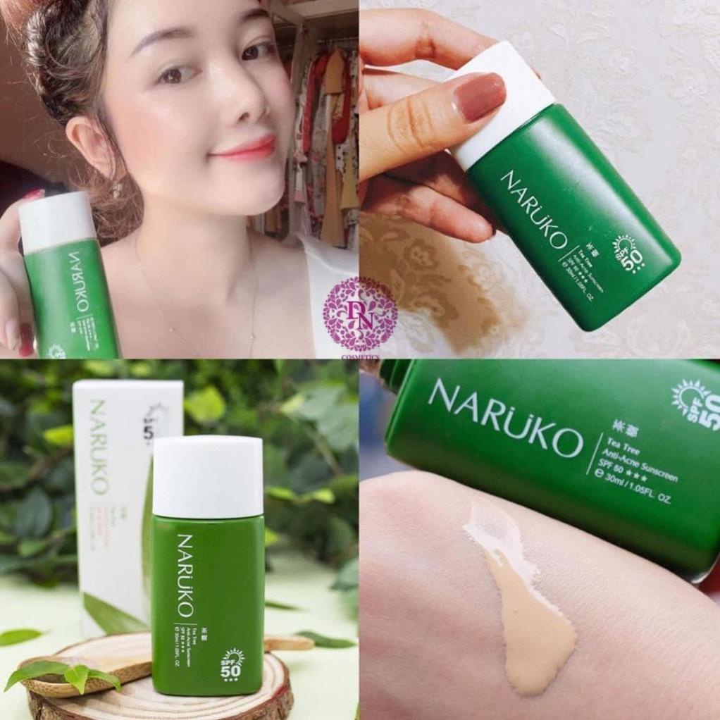 Kem Chống Nắng Tràm Trà Cho Da Dầu Mụn NARUKO Tea Tree Anti -Acne Sunscreen SPF50 pa +++ 30ml