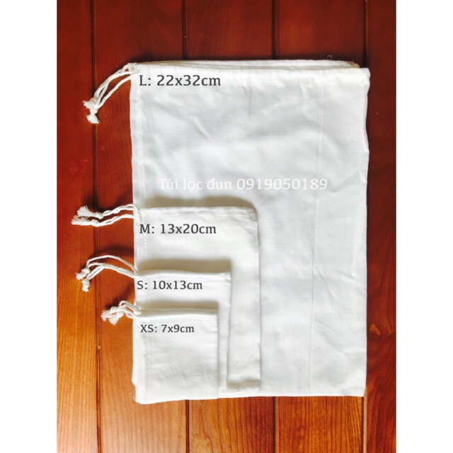 Túi lọc cotton (ecobag) túi lọc đun nấu bộ 8c