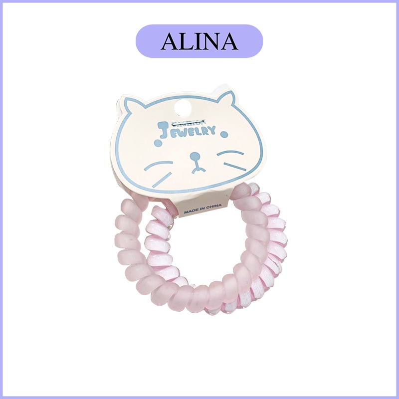 Set 2 Dây Cột Tóc Lò Xo Bằng Nhựa Màu Pastel Alina K5-N010