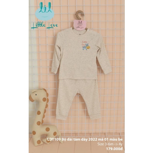 Lil little love - Bộ dài tay vải nỉ co giãn 4 chiều cho bé 9m-4y