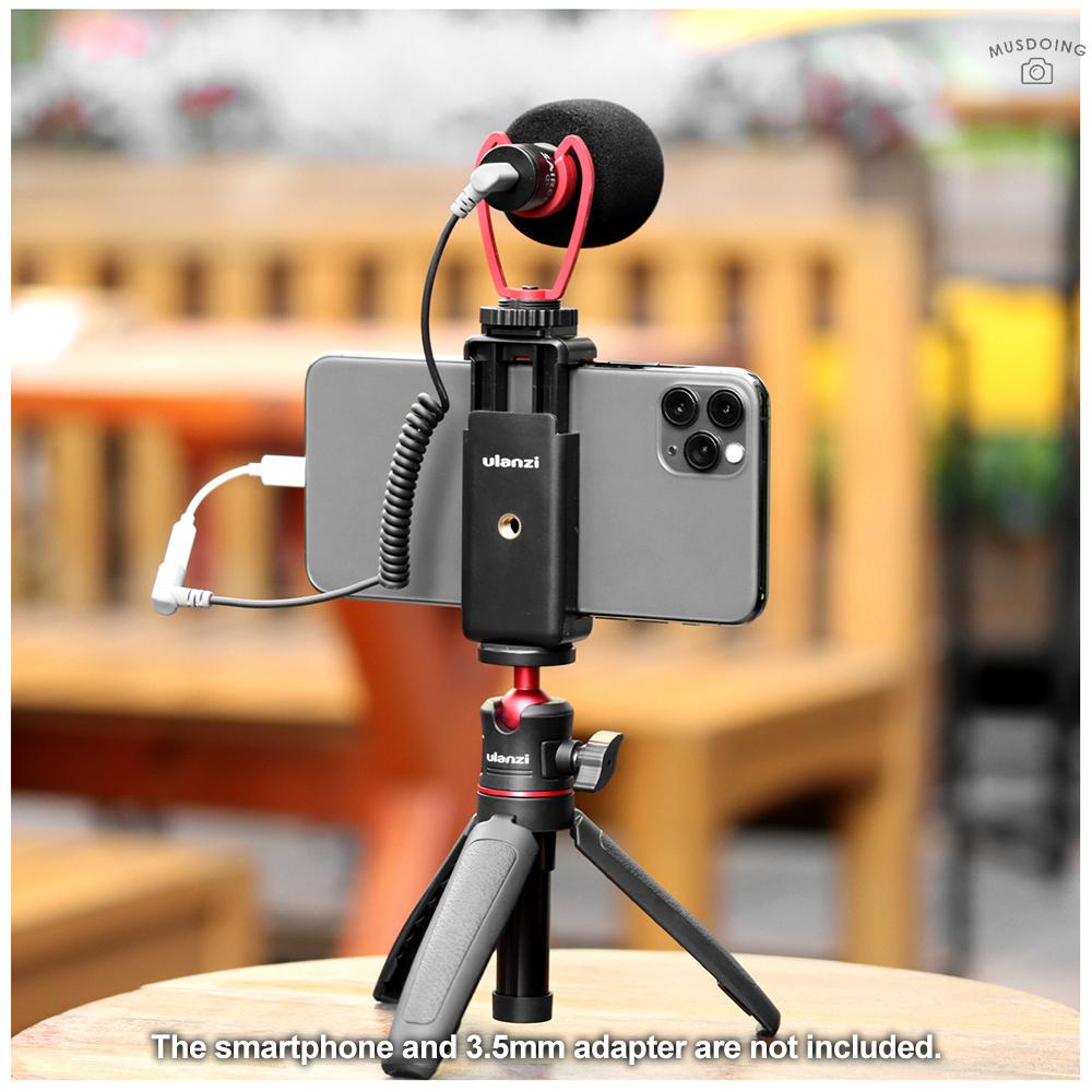 ღ  ulanzi Smartphone Video Kit 2 with Mini Extendable Desktop Tripod + Adjustable Phone Holder + Video Microphone for Smartphone Vlogging Live Streaming Filming Interview