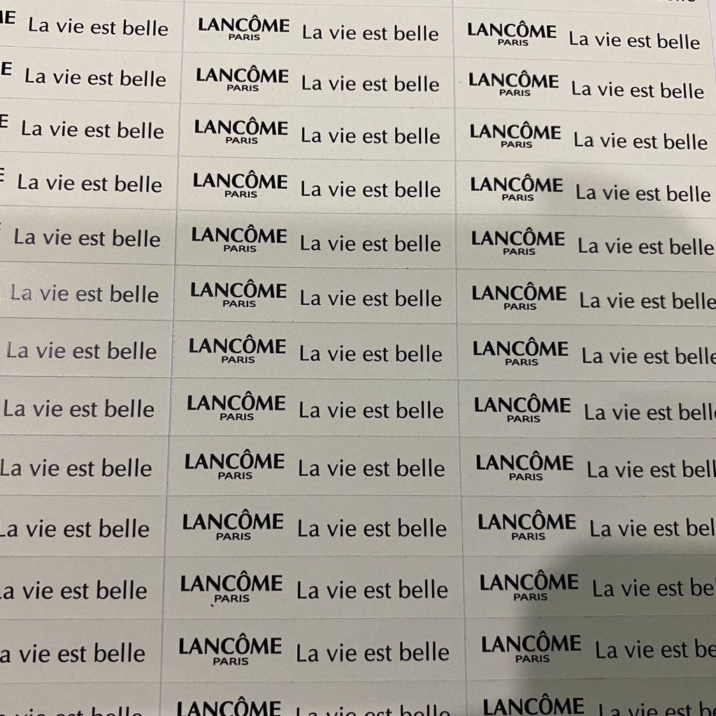 Combo 140 tem, nhãn nước hoa Lancome  kích thước 1x5cm dán chai 10-30ml