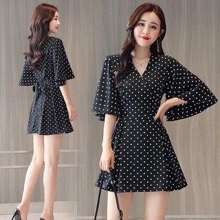 [niceshop1] Jump chấm bi đen giả đầm