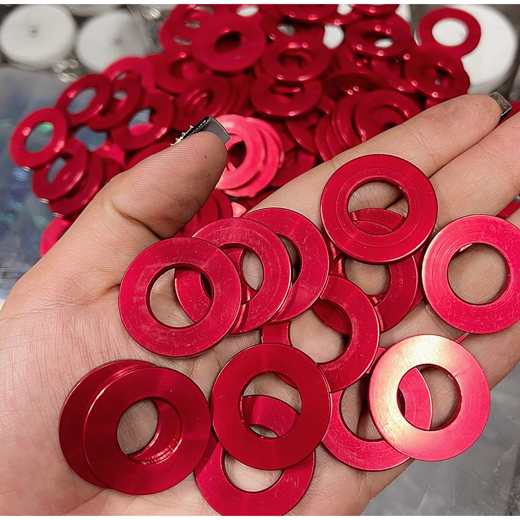 Long Đền Nhôm Cnc 6li Gắn Lốc Máy Màu Đỏ