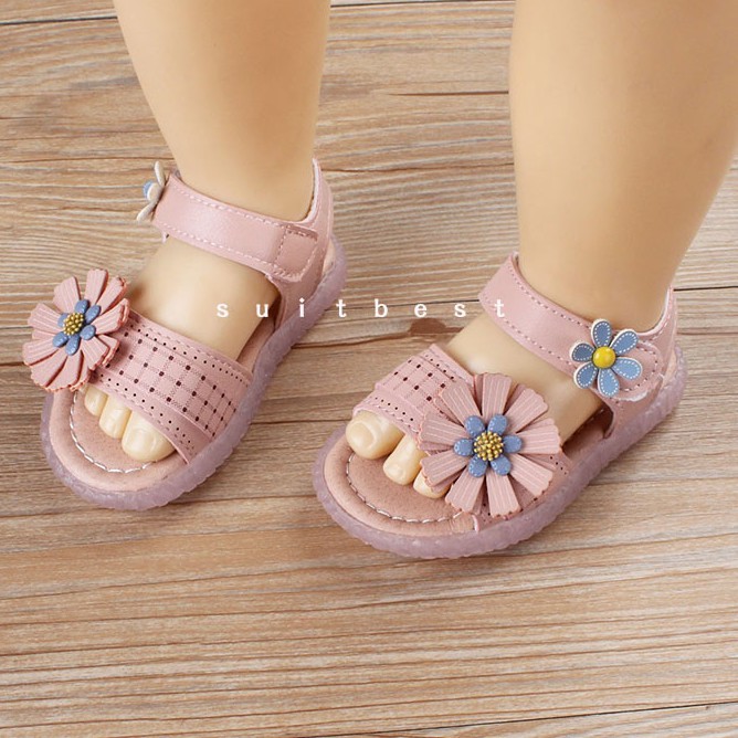 Sandal tập đi siêu êm mềm nhẹ hoa 1 bông lệch dễ thương cho bé gái