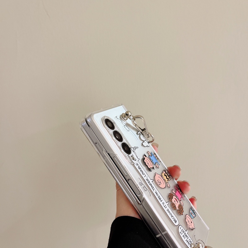 Ốp Điện Thoại Cứng Chống Sốc Có Dây Xích Kim Loại Cho Samsung Galaxy Z Fold 3 5G