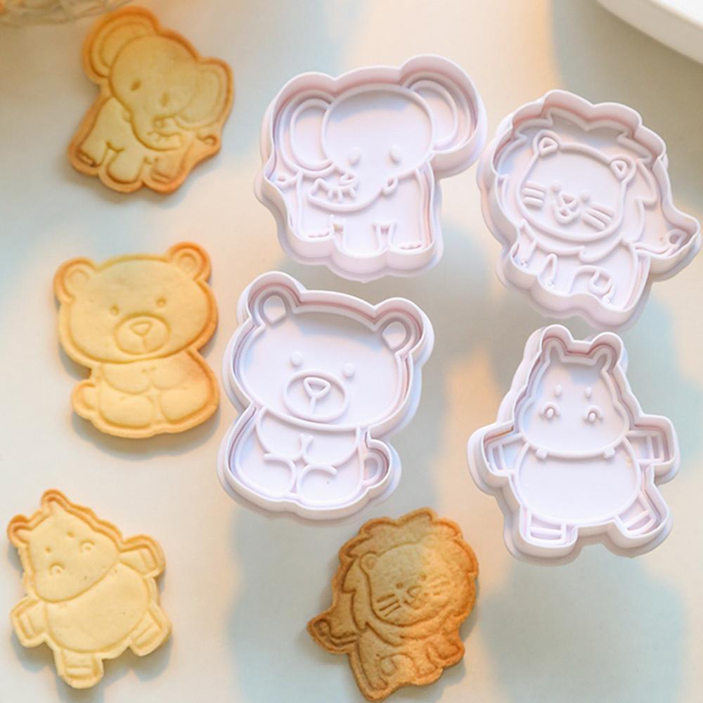 JANE Set 4 Khuôn Nhựa Làm Bánh Quy Đa Năng Tiện Dụng Hình Động Vật Xinh Xắn