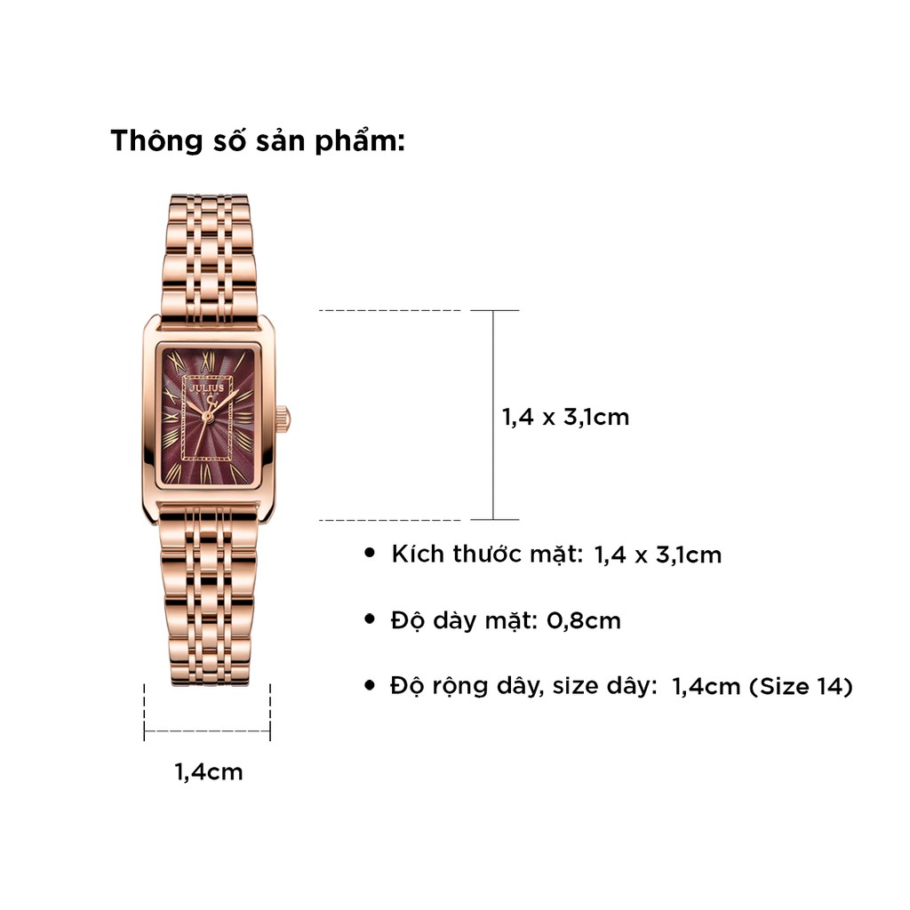 Julius Official | Đồng hồ nữ Julius JA-1252 dây thép