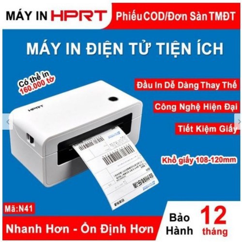 Máy in đơn hàng TMĐT HPRT N41 in đơn hàng, tem mã vạch, livestream, dùng giấy in nhiệt decal dán, máy in bill, hóa đơn | BigBuy360 - bigbuy360.vn