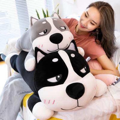 Chó bông shiba đen ,xám G5B5 gấu bông gối ôm 50cm