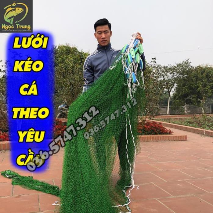 Lưới Kéo Cá - Vét Cá - Quét Cá Thịt, Thu Hoạch Cá Cuối Năm bằng dù sợi 15 Theo Yêu Cầu 10m - 15m - 20m TH -3