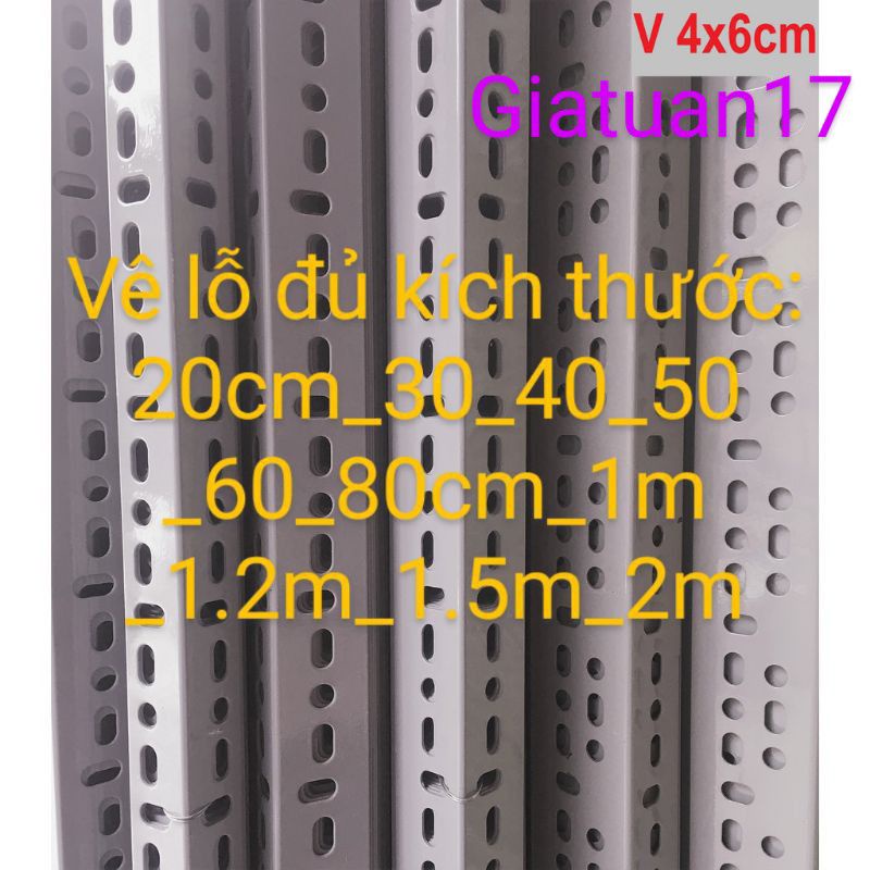 (Dài 60cm) Thanh sắt V lỗ 4x6cm DÀY 2.2LI