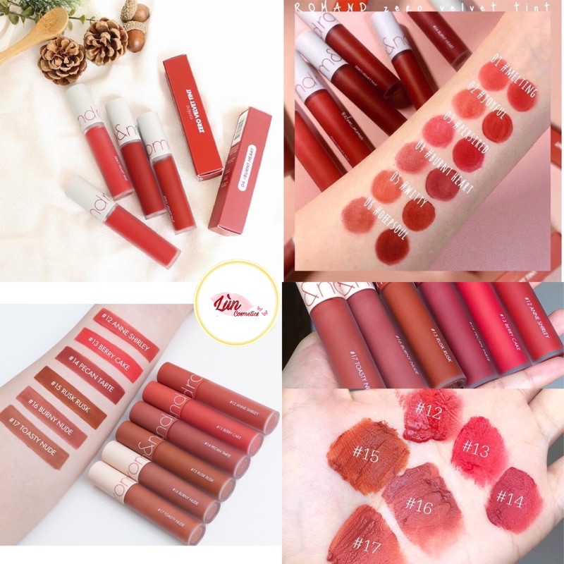 ( sẵn - full màu ) Son kem ROMAND ZERO VELVET TINT