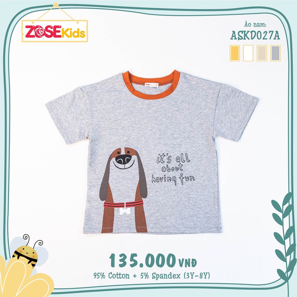 [CHÍNH HÃNG] Áo cộc tay bé trai họa tiết chú chó ngộ nghĩnh ASKD027AX Zose
