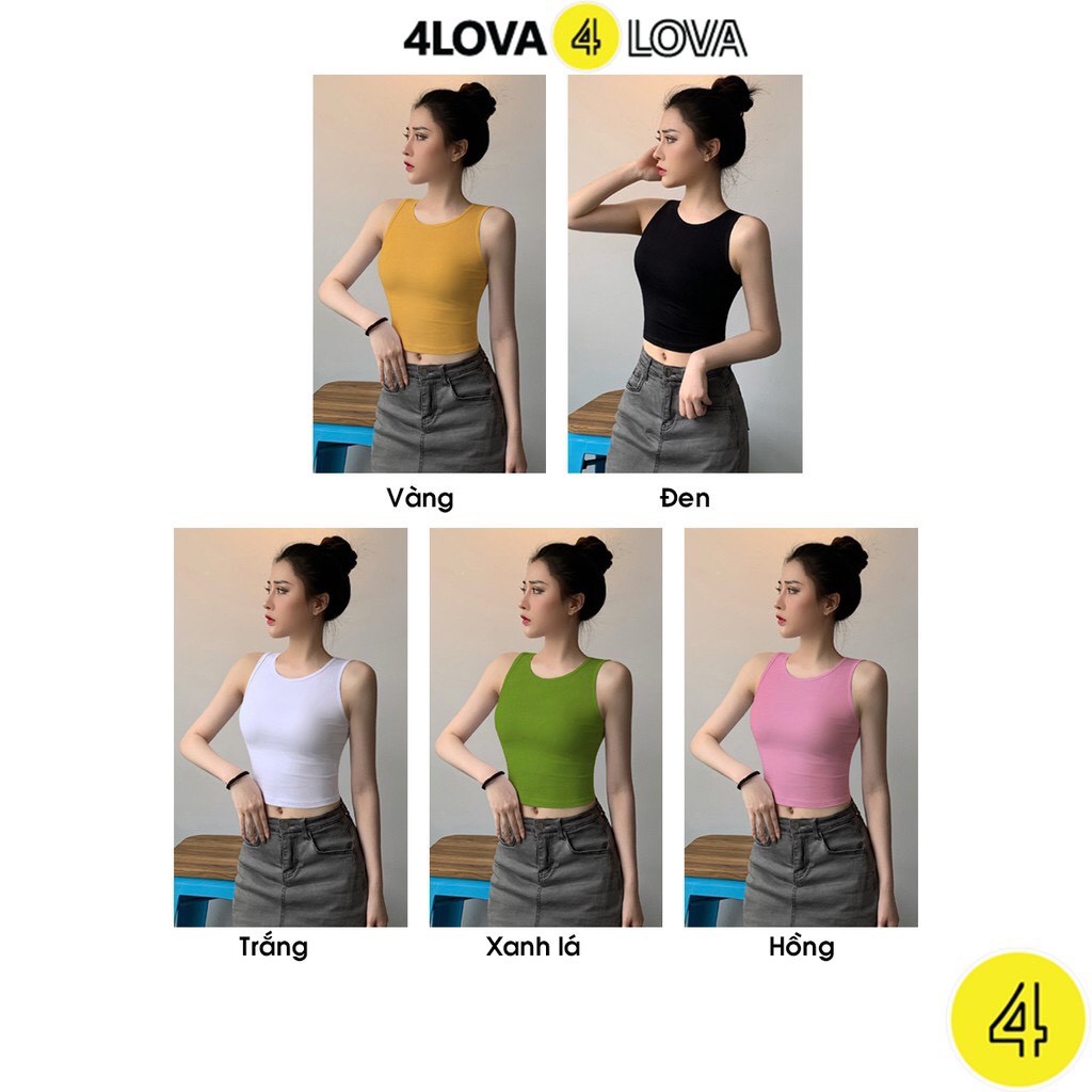 Áo croptop nữ 4LOVA kiểu ôm sát nách chất liệu cotton cao cấp