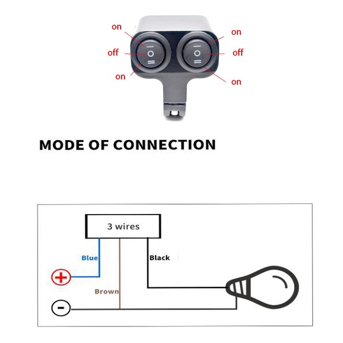 Công tắc đôi lắp ghi đông 22mm cho xe máy