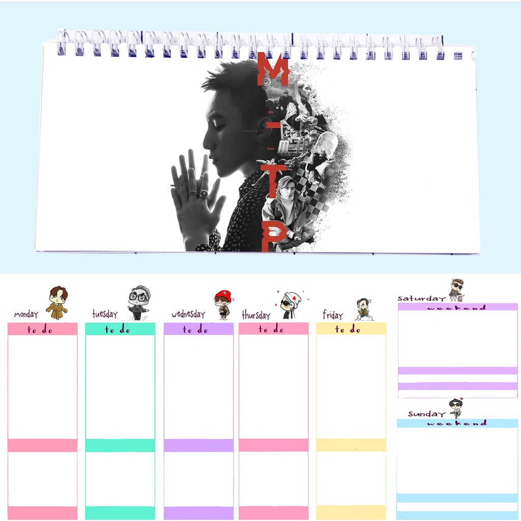 Sổ kế hoạch tuần mtp sơn tùng WPI16 hoạt hình Weekly Planner 52 trang thần tượng idol