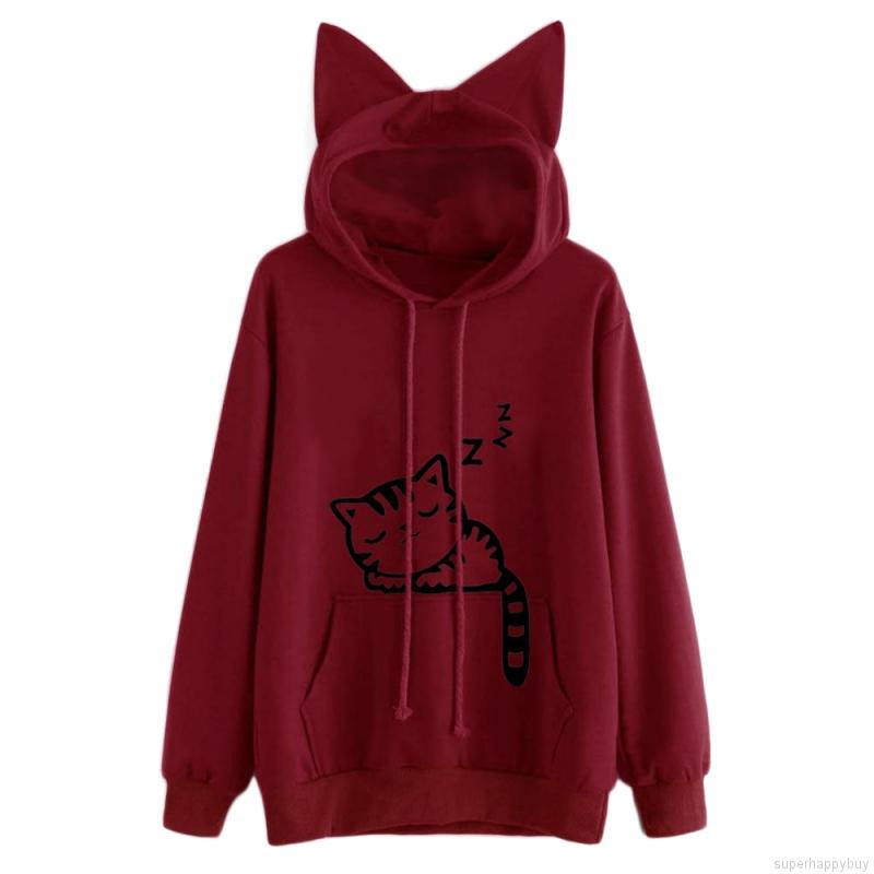 Áo Hoodies tay dài dáng rộng thời trang thu đông cho phái nữ<br />