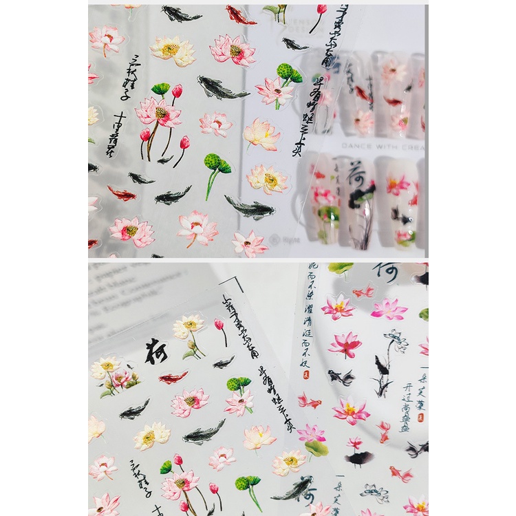 Miếng Dán Trang Trí Móng Tay Họa Tiết Hoa Sen TS-1676
