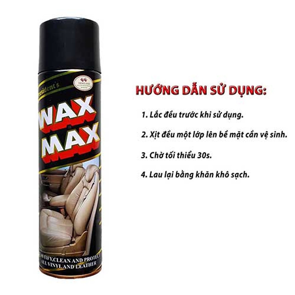 [Mã 99LIFESALE1 giảm 10% đơn 50k] BÌNH XỊT BÓNG NỘI THẤT XE - TAPLO - GHẾ DA WAXMAX