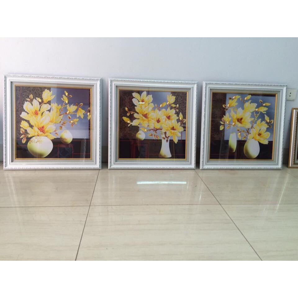 Tranh đính đá Hoa Lan 3 bức VS102 - LV147 ( chưa đính đá)