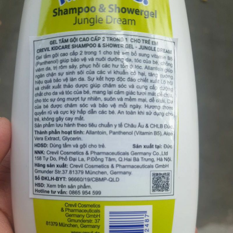 [Date 11/25] Gel Tắm, Gội Cao Cấp Cho Trẻ Em Crevil Kidcare Shampoo Shower Gel 300ml