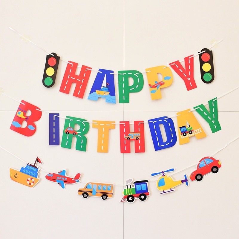 Dây chữ Happy Birthday Kèm sticker và bóng trang trí sinh nhật