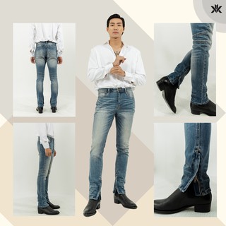 Quần blue zipped skinny jeans