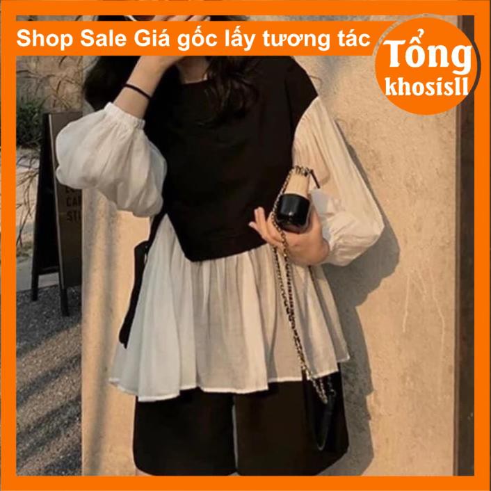 ⚡Áo babydoll ulzzang tay lỡ giấu dáng cực tiểu thư hot trend- áo babydoll nơ eo