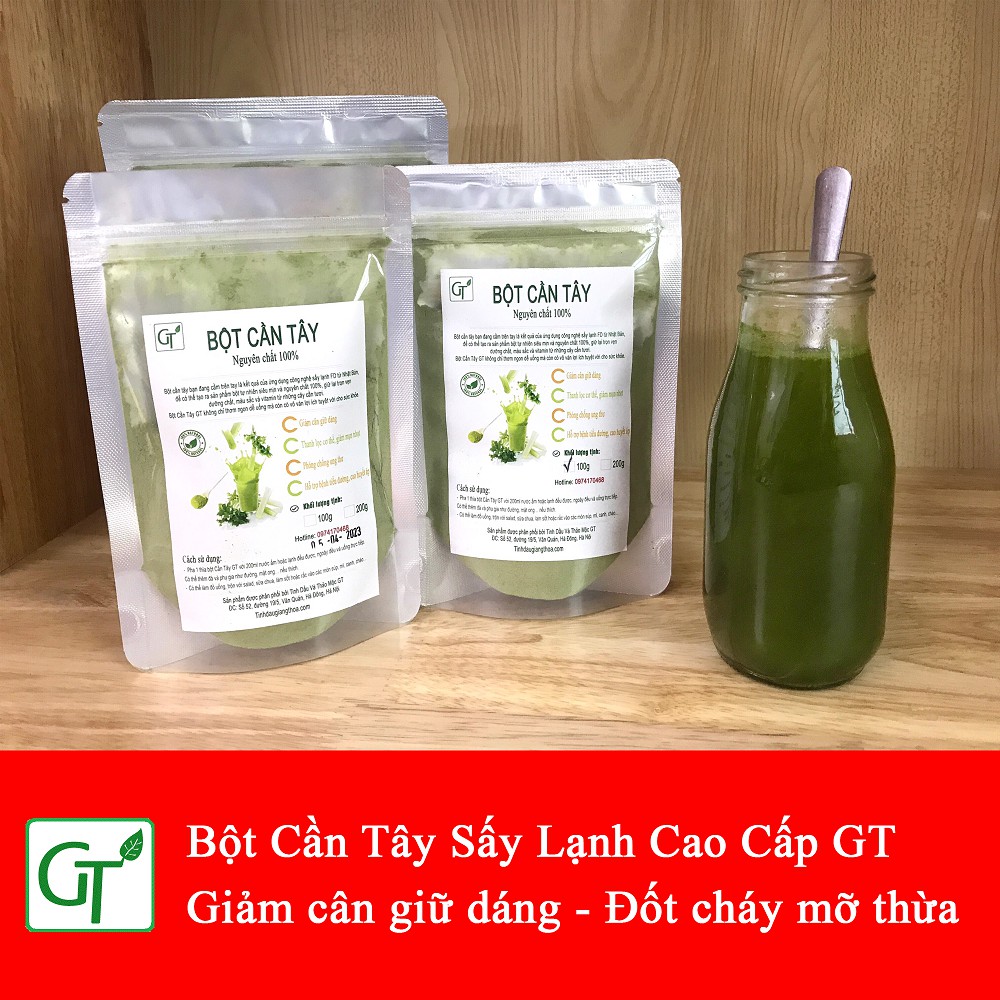 Bột Cần Tây Sấy Lạnh Nguyên Chất 100% (Gói 100-200g) - Bột Cần Tây GT Cao Cấp Giúp Giảm Cân Nhanh, Da Xinh, Dáng Đẹp