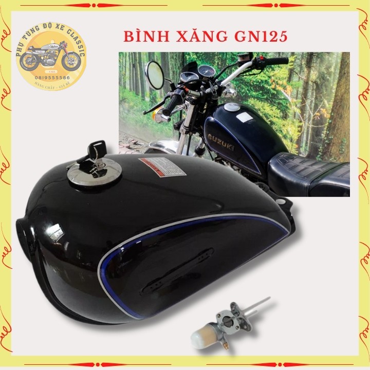 Bình xăng GN125, thùng xăng lớn độ xe CLASSIC, dung tích hơn 6 lít, sơn tĩnh điện sẵn