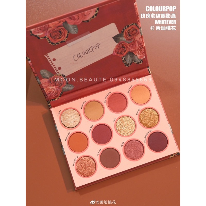 Bảng mắt Whatever Colourpop 12 ô tông cam đỏ siêu xinh