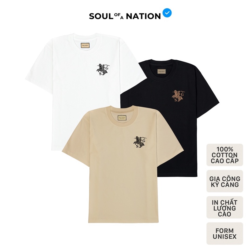 Áo thun unisex In cao cấp SAINT GIÓNG(THÁNH GIÓNG) MINI form basic 100% cotton SOUL OF A NATION-Original VER - Đen/Trắng