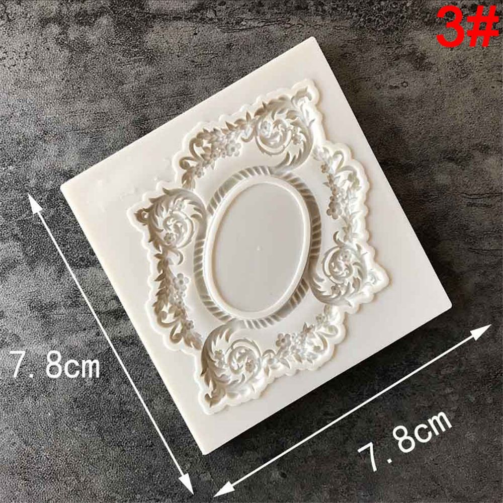 Khuôn fondant in nổi được làm từ silicone với họa tiết hình khung gương theo phong cách vintage , dùng trang trí bánh