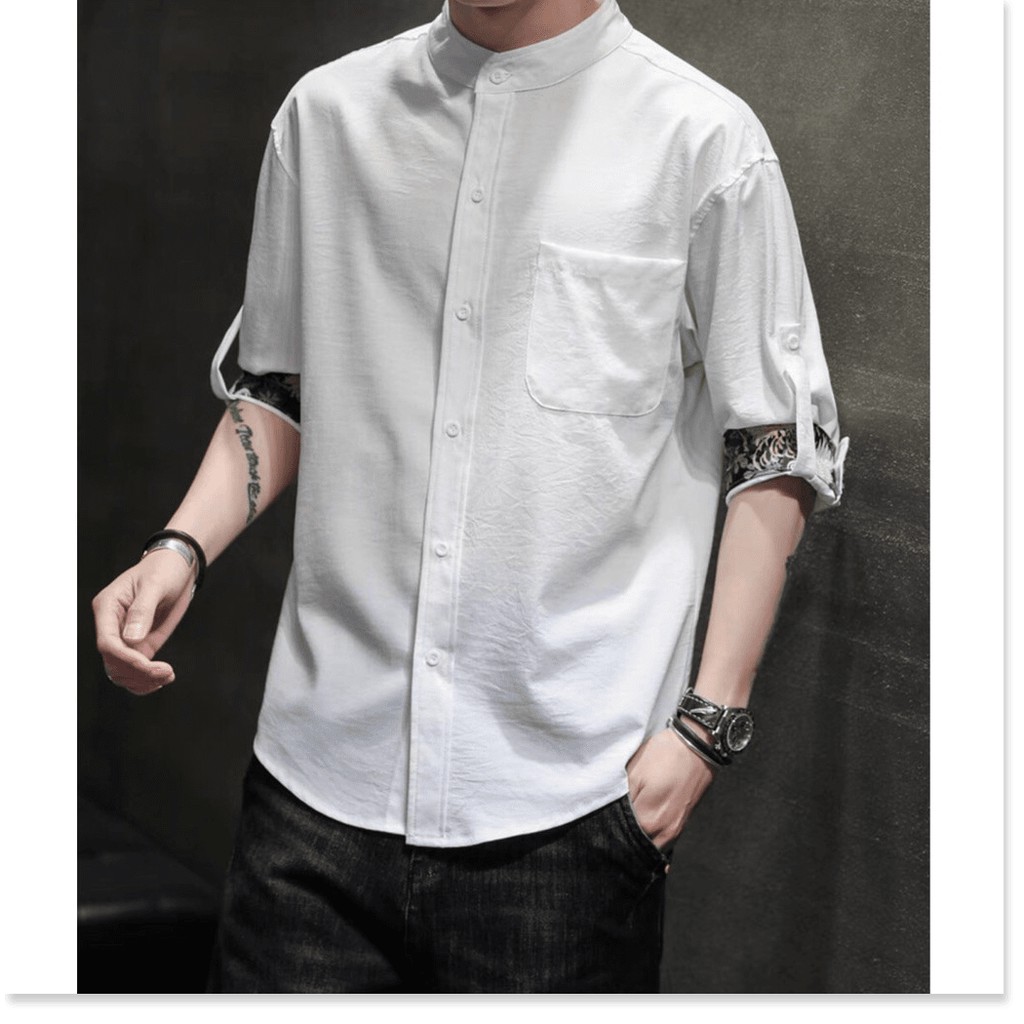 Áo sơ mi cổ tàu NAM CỰC CHẤT PHONG CÁCH , LỊCH LÃM SIÊU HOT HÈ 2021 KHANH AN FASHION